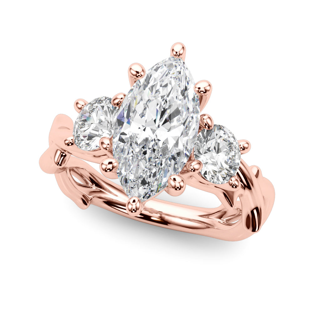 Round Twisted Shank Lab Grown Diamond Engagement Ring - VS1 D/E/F | 14K & 18K Gold | 18K Yellow Gold | Round Lab Diamond | Picasso Gold & Diamond Chicago