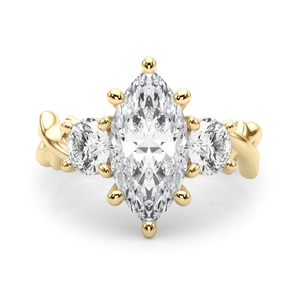 Round Twisted Shank Lab Grown Diamond Engagement Ring - VS1 D/E/F | 14K & 18K Gold | 18K Rose Gold | Round Lab Diamond | Picasso Gold & Diamond Chicago