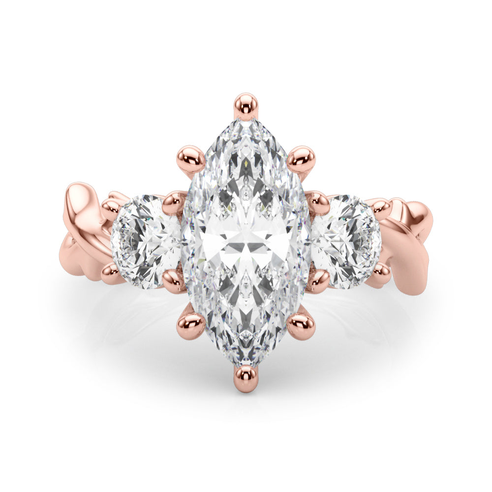 Round Twisted Shank Lab Grown Diamond Engagement Ring - VS1 D/E/F | 14K & 18K Gold | 18K Rose Gold | Round Lab Diamond | Picasso Gold & Diamond Chicago
