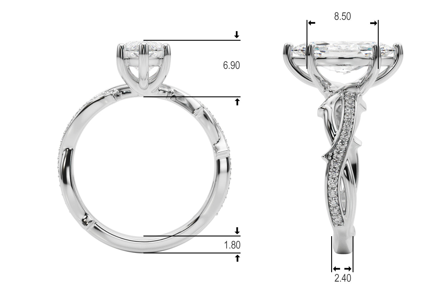 Round Twisted Shank Lab Grown Diamond Engagement Ring - VS1 D/E/F | 14K & 18K Gold | Platinum | Round Lab Diamond | Picasso Gold & Diamond Chicago