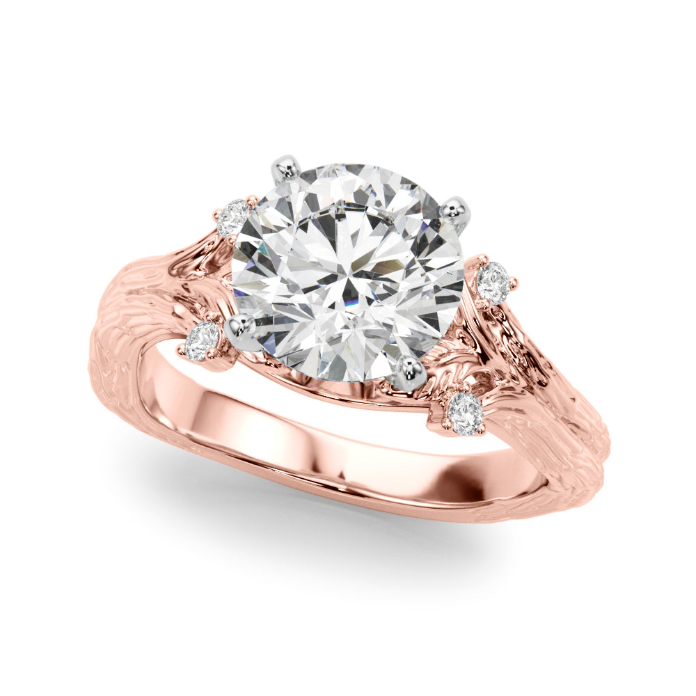 Round Nature Inspired Lab Grown Diamond Engagement Ring - VS1 D/E/F | 14K & 18K Gold | 14K White Gold | Round Lab Diamond | Picasso Gold & Diamond Chicago