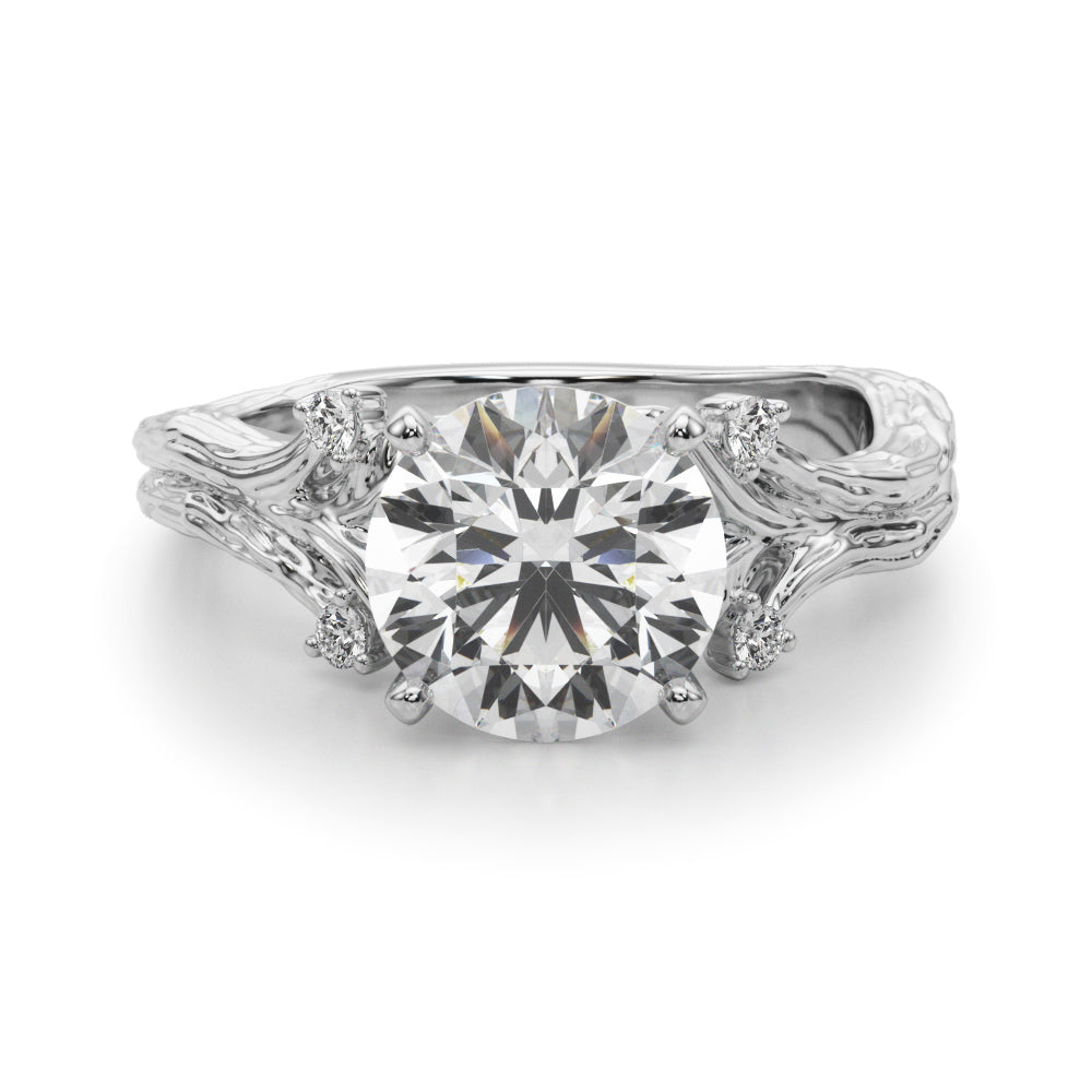 Round Nature Inspired Lab Grown Diamond Engagement Ring - VS1 D/E/F | 14K & 18K Gold | 14K Yellow Gold | Round Lab Diamond | Picasso Gold & Diamond Chicago