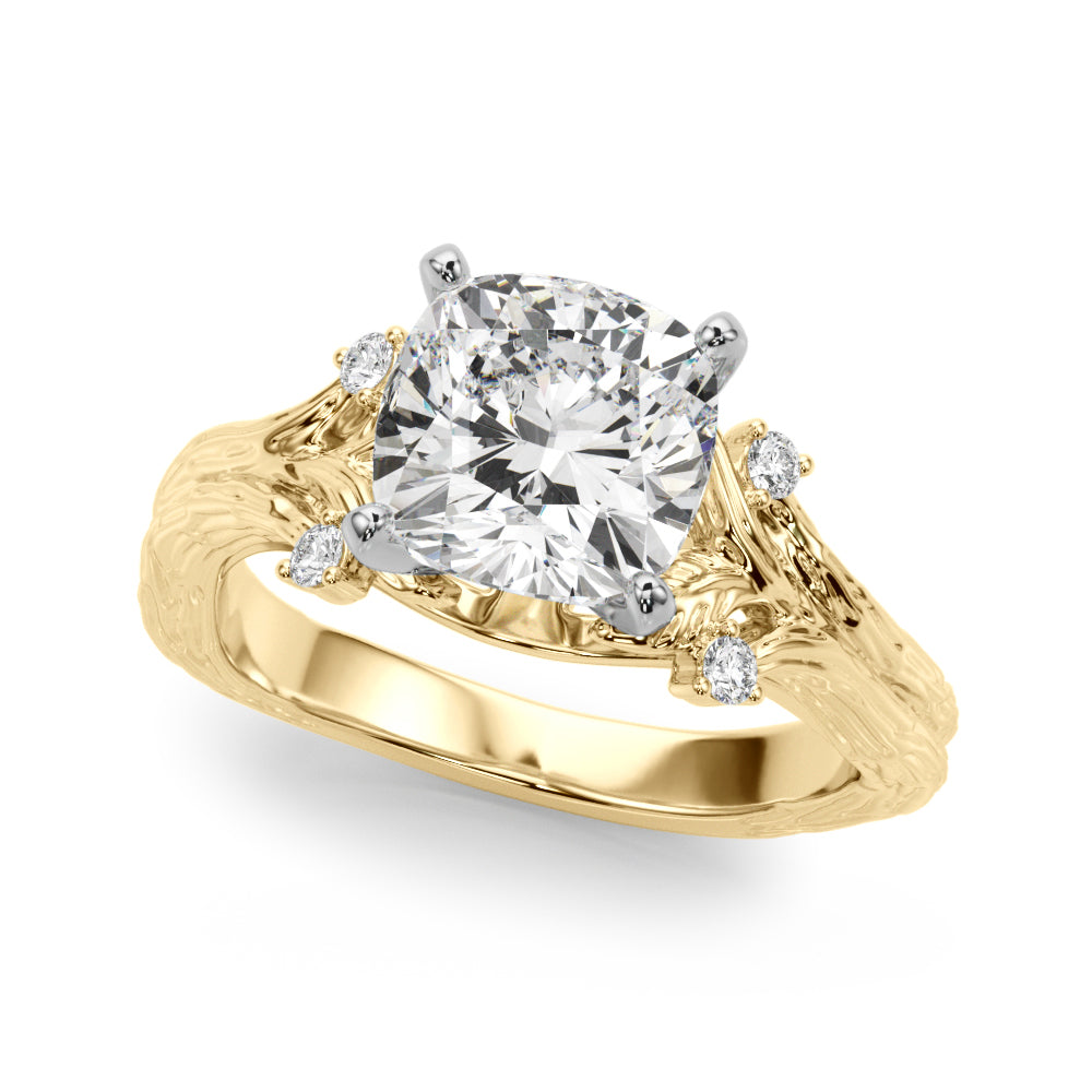 Round Nature Inspired Lab Grown Diamond Engagement Ring - VS1 D/E/F | 14K & 18K Gold | 14K Yellow Gold | Round Lab Diamond | Picasso Gold & Diamond Chicago