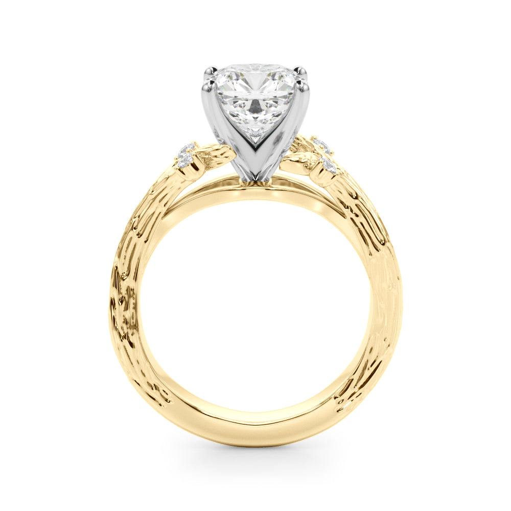 Round Nature Inspired Lab Grown Diamond Engagement Ring - VS1 D/E/F | 14K & 18K Gold | 18K White Gold | Round Lab Diamond | Picasso Gold & Diamond Chicago