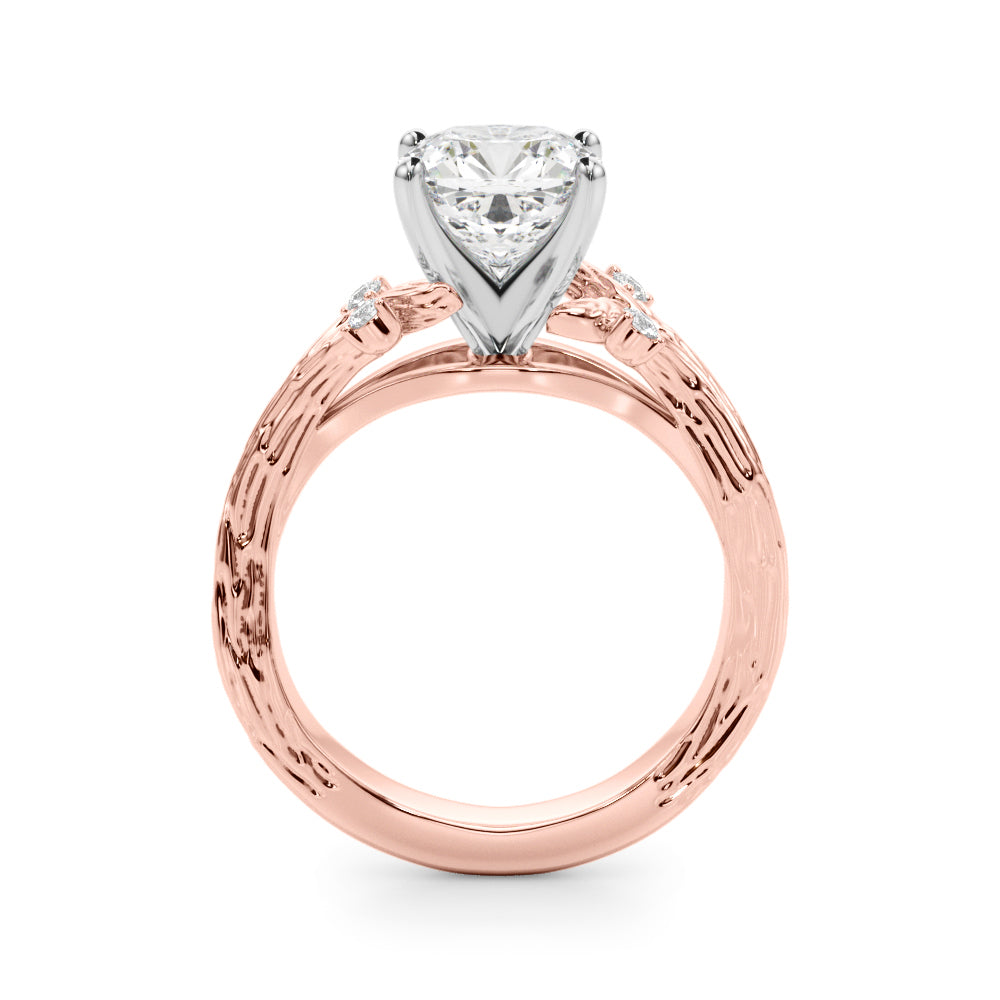 Round Nature Inspired Lab Grown Diamond Engagement Ring - VS1 D/E/F | 14K & 18K Gold | 18K Yellow Gold | Round Lab Diamond | Picasso Gold & Diamond Chicago