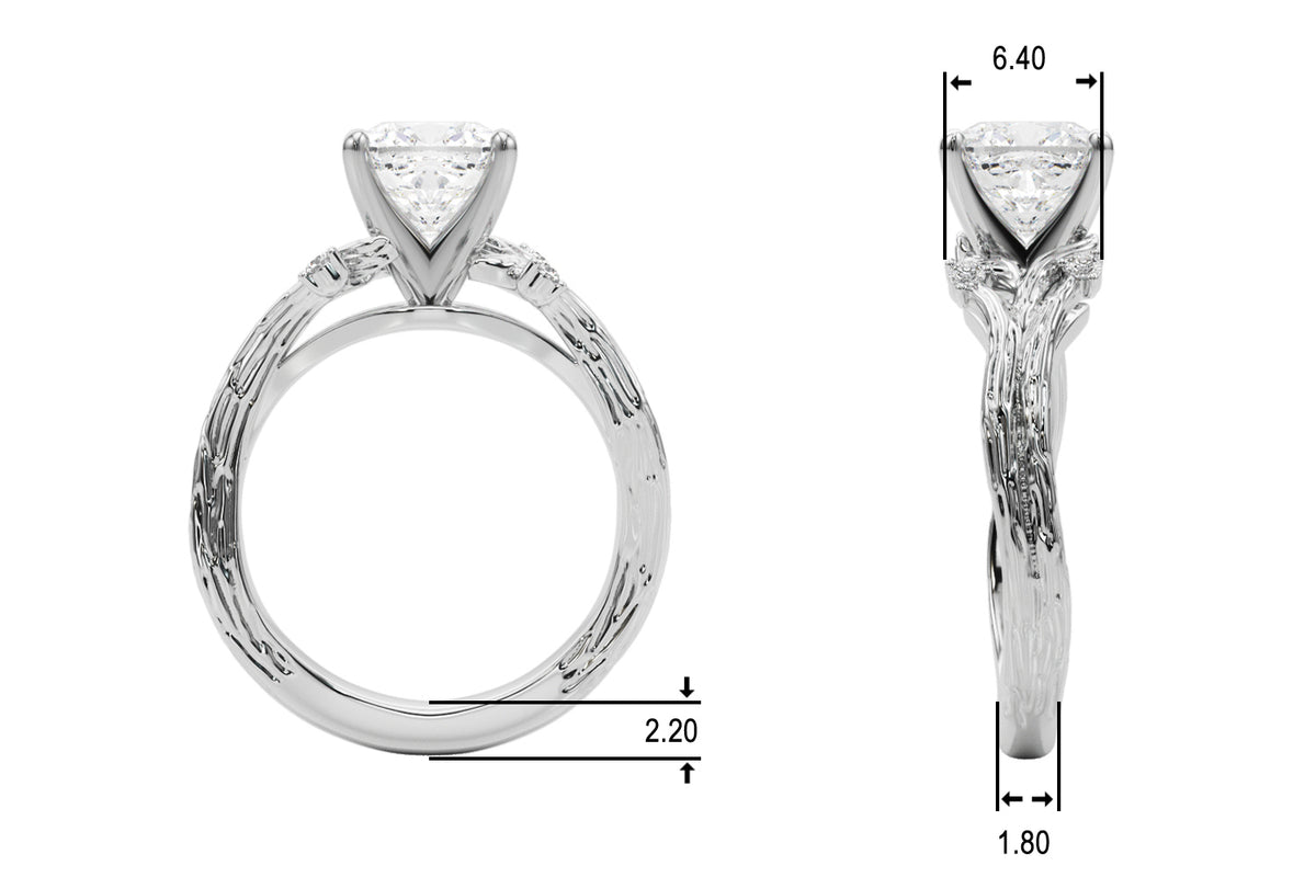 Round Nature Inspired Lab Grown Diamond Engagement Ring - VS1 D/E/F | 14K & 18K Gold | 18K Yellow Gold | Round Lab Diamond | Picasso Gold & Diamond Chicago