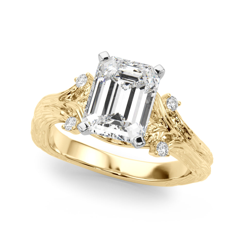 Round Nature Inspired Lab Grown Diamond Engagement Ring - VS1 D/E/F | 14K & 18K Gold | 18K Yellow Gold | Round Lab Diamond | Picasso Gold & Diamond Chicago