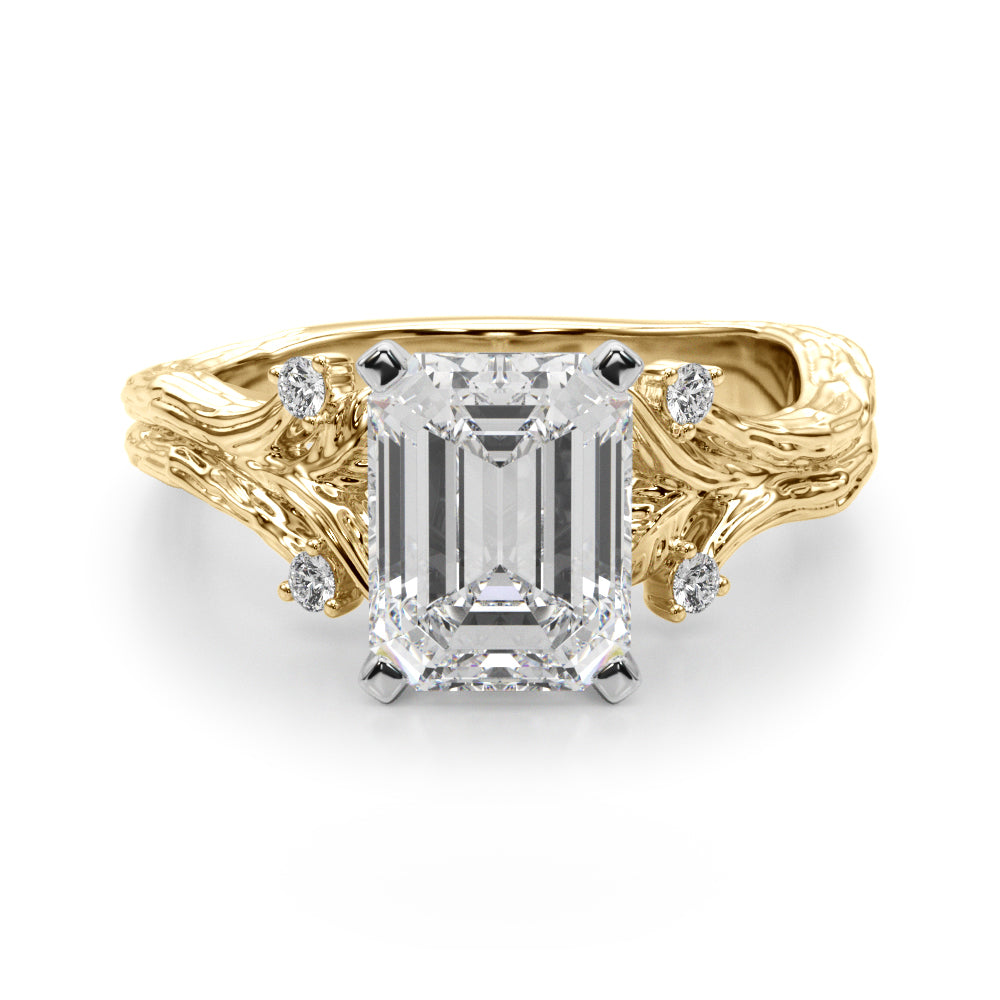 Round Nature Inspired Lab Grown Diamond Engagement Ring - VS1 D/E/F | 14K & 18K Gold | 18K Rose Gold | Round Lab Diamond | Picasso Gold & Diamond Chicago