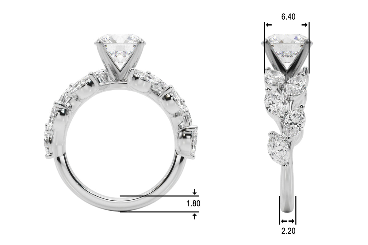 Round Nature Inspired Lab Grown Diamond Engagement Ring - VS1 D/E/F | 14K & 18K Gold | Lab Grown Diamond Engagement Ring | Picasso Gold & Diamond | Chicago