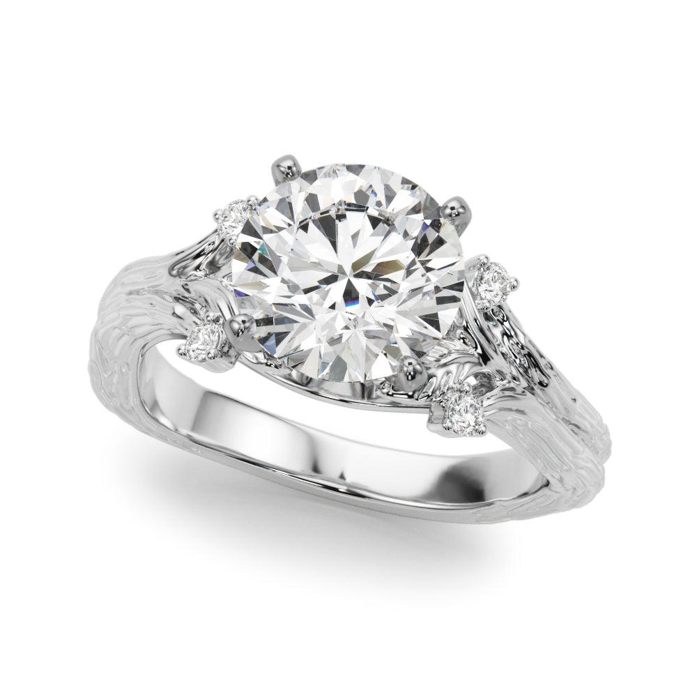 Round Nature Inspired Lab Grown Diamond Engagement Ring - VS1 D/E/F | 14K & 18K Gold | 14K White Gold | Round Lab Diamond | Picasso Gold & Diamond Chicago