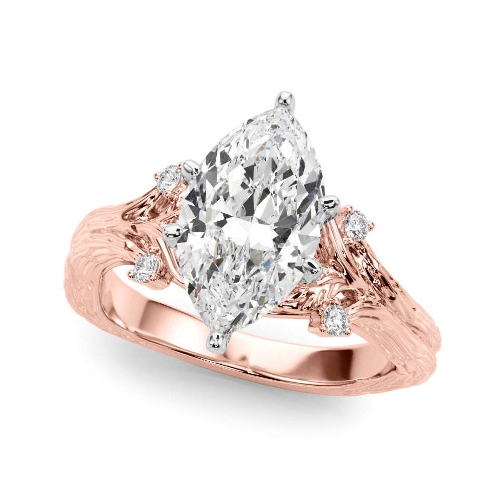 Round Nature Inspired Lab Grown Diamond Engagement Ring - VS1 D/E/F | 14K & 18K Gold | Lab Grown Diamond Engagement Ring | Picasso Gold & Diamond | Chicago