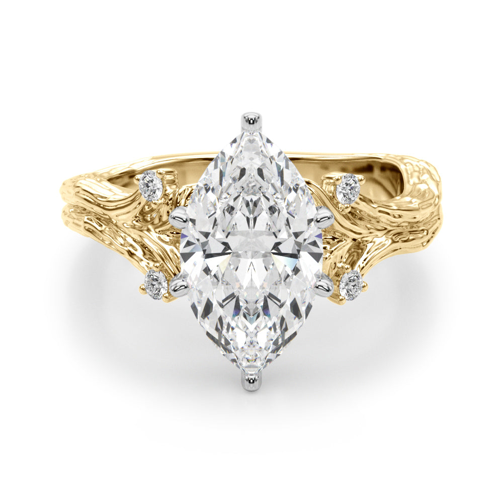 Round Nature Inspired Lab Grown Diamond Engagement Ring - VS1 D/E/F | 14K & 18K Gold | Lab Grown Diamond Engagement Ring | Picasso Gold & Diamond | Chicago