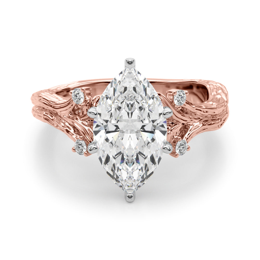 Round Nature Inspired Lab Grown Diamond Engagement Ring - VS1 D/E/F | 14K & 18K Gold | Lab Grown Diamond Engagement Ring | Picasso Gold & Diamond | Chicago