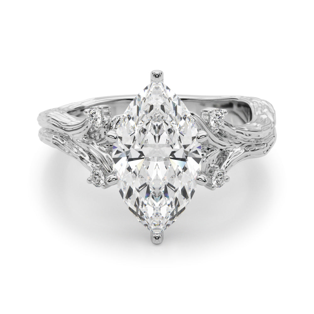 Round Nature Inspired Lab Grown Diamond Engagement Ring - VS1 D/E/F | 14K & 18K Gold | Lab Grown Diamond Engagement Ring | Picasso Gold & Diamond | Chicago