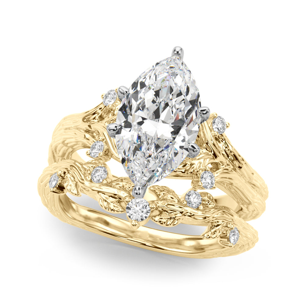 Round Nature Inspired Lab Grown Diamond Engagement Ring - VS1 D/E/F | 14K & 18K Gold | Lab Grown Diamond Engagement Ring | Picasso Gold & Diamond | Chicago