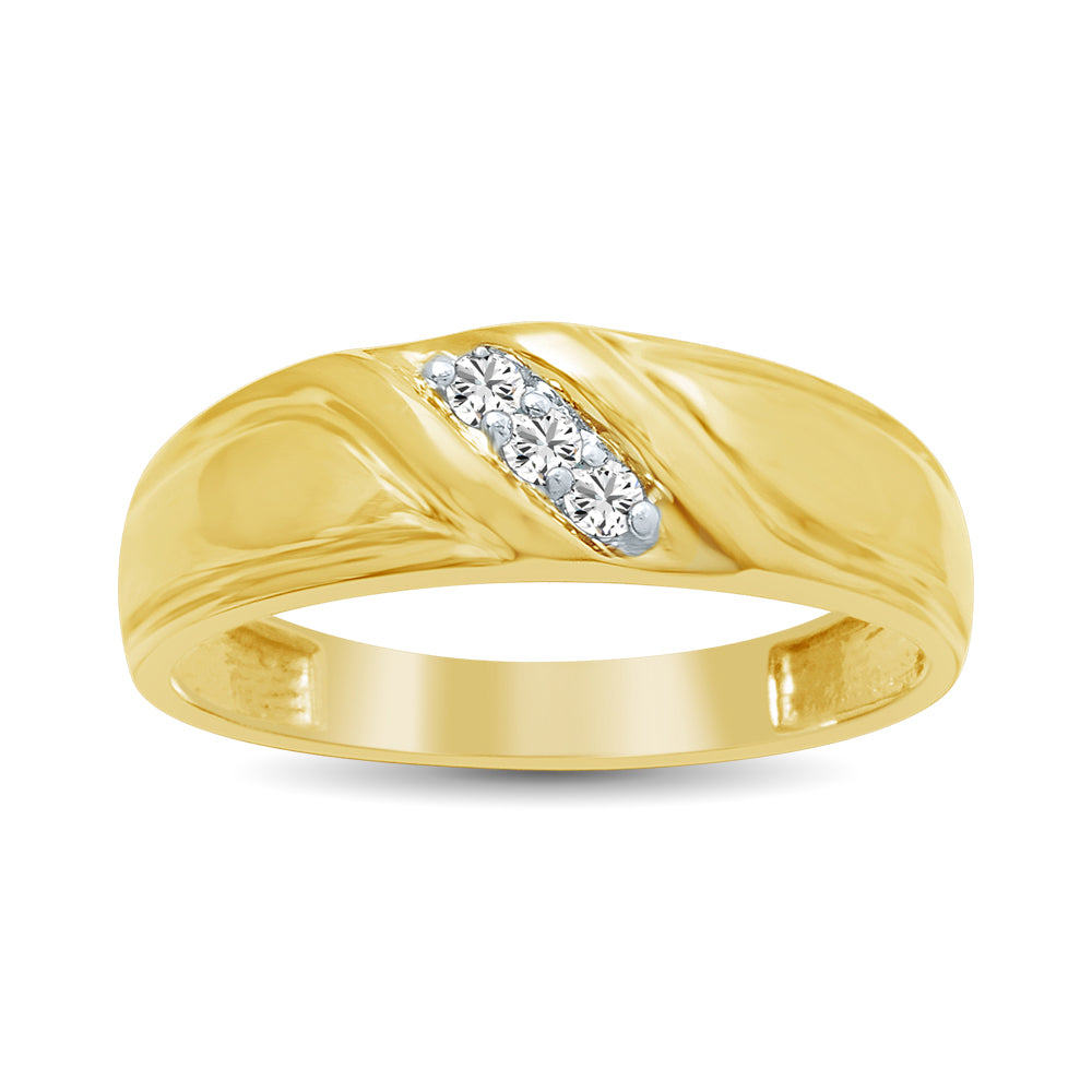 Diamond Mens Wedding Band 1/20 Ct.tw Round-cut 10K Yellow Gold