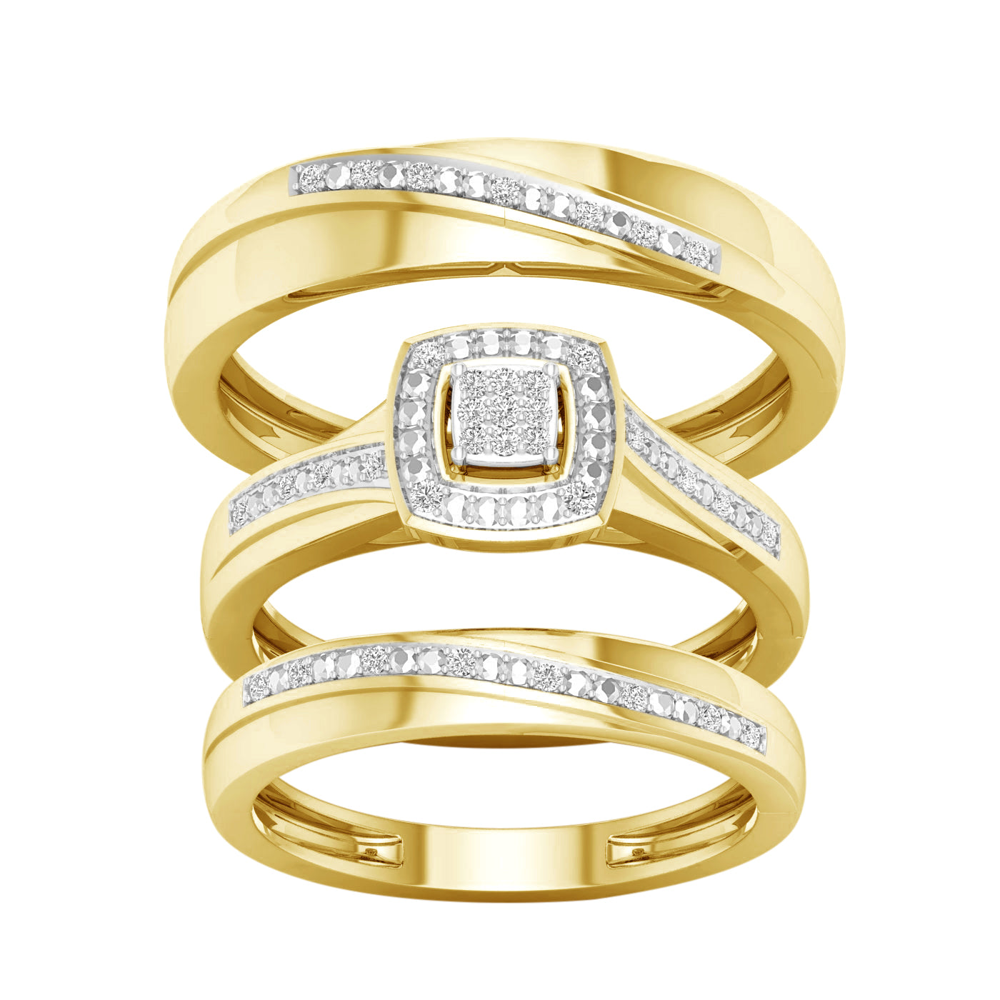 10K 0.08CT Diamond TRIO SET - Picasso Gold & Diamond Jewelry