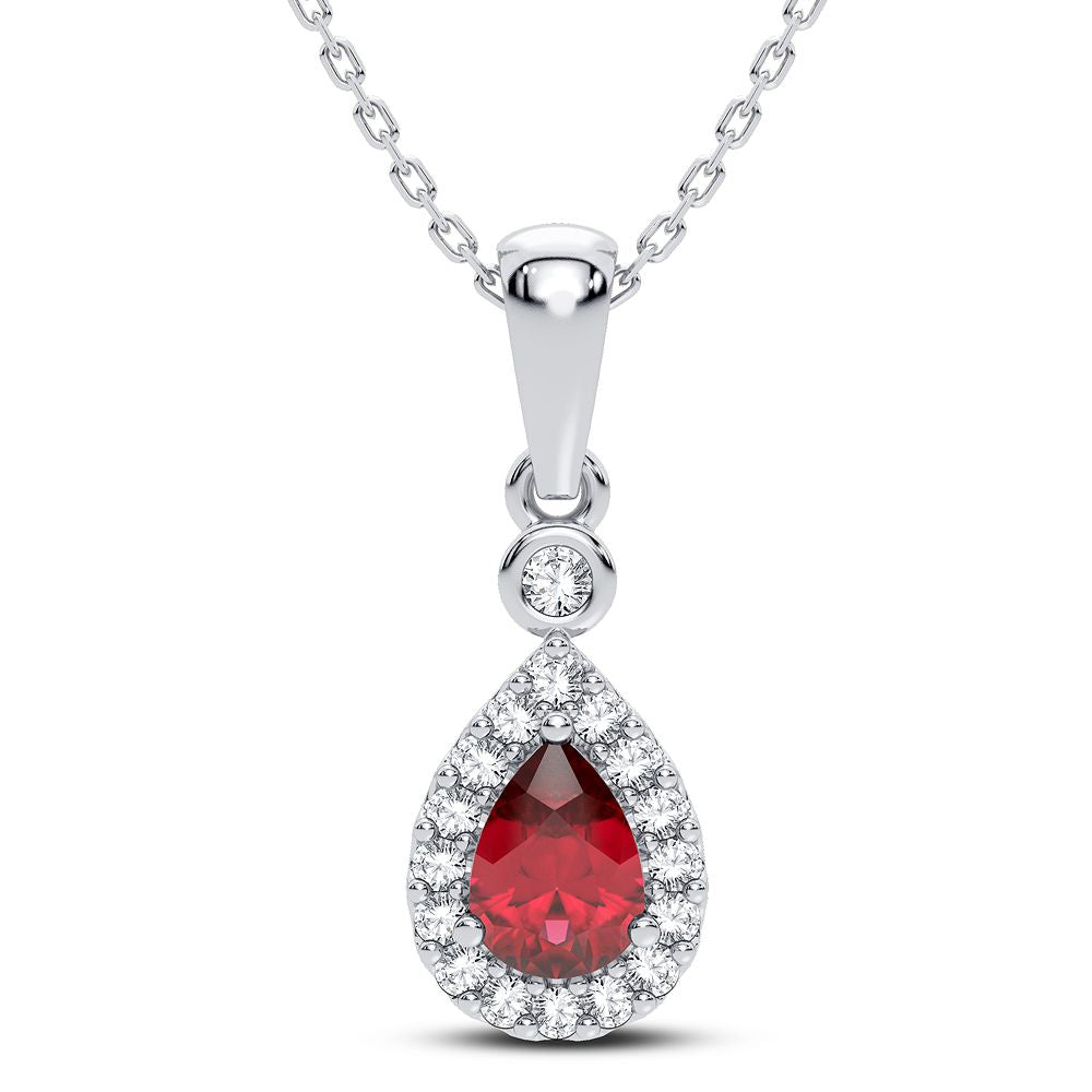 14K 0.10CT Diamond Ruby Pendant - Picasso Gold & Diamond Jewelry