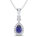 14K 0.10CT Diamond Sapphire Pendant - Picasso Gold & Diamond Jewelry