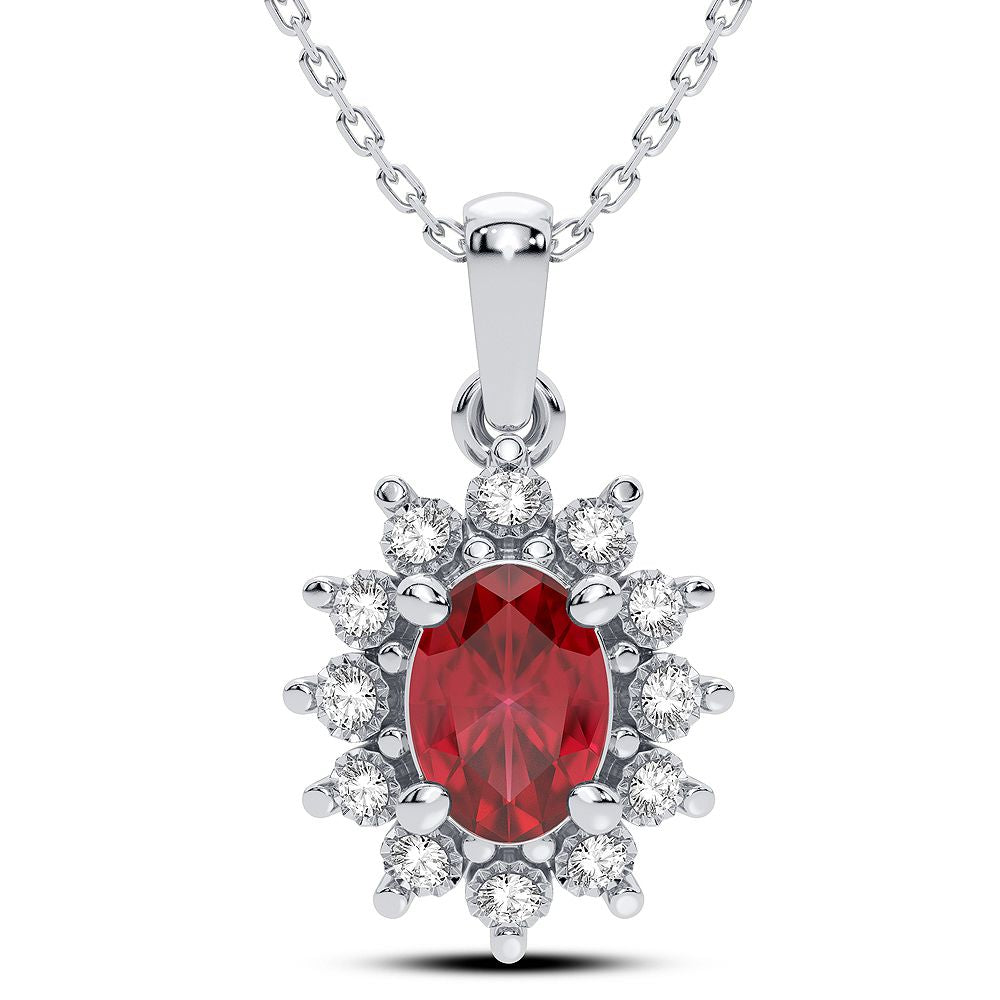 14K 0.05CT Diamond Ruby Pendant - Picasso Gold & Diamond Jewelry