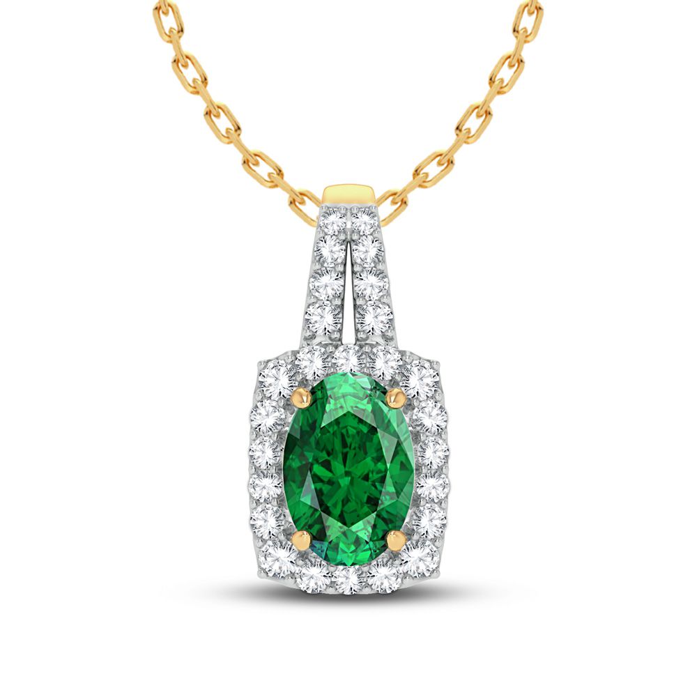 14K 0.24ct Diamond Emerald Pendant - Picasso Gold & Diamond Jewelry