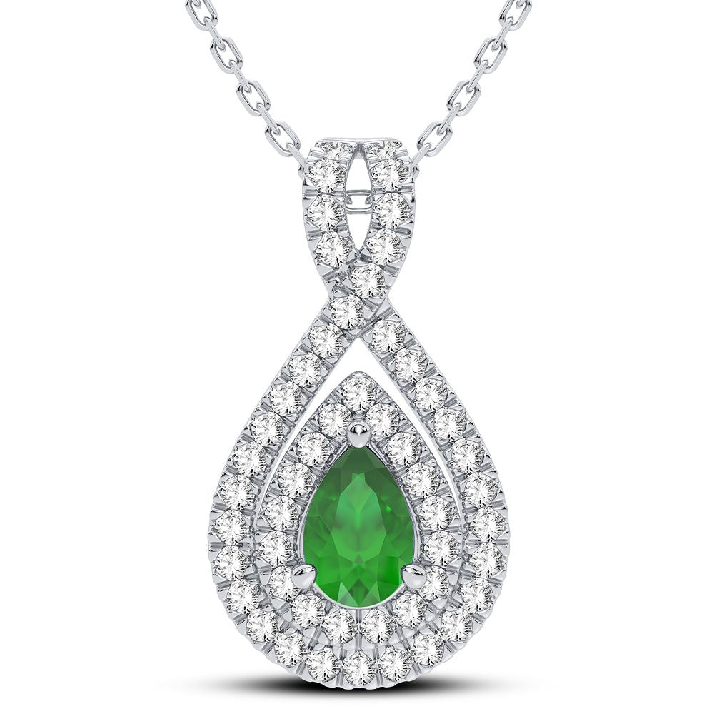 14K 0.33CT Diamond Emerald Pendant - Picasso Gold & Diamond Jewelry
