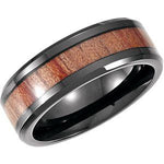 Black PVD Cobalt 8 mm Casted Wood Inlay Comfort-Fit Band Size 10 - Picasso Gold & Diamond Jewelry