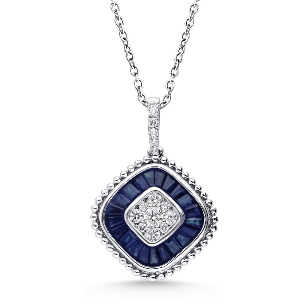 14K 0.25CT Diamond SAPPHIRE Pendant - Picasso Gold & Diamond Jewelry