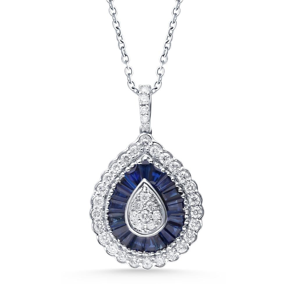 14K 0.59CT Diamond SAPPHIRE Pendant - Picasso Gold & Diamond Jewelry