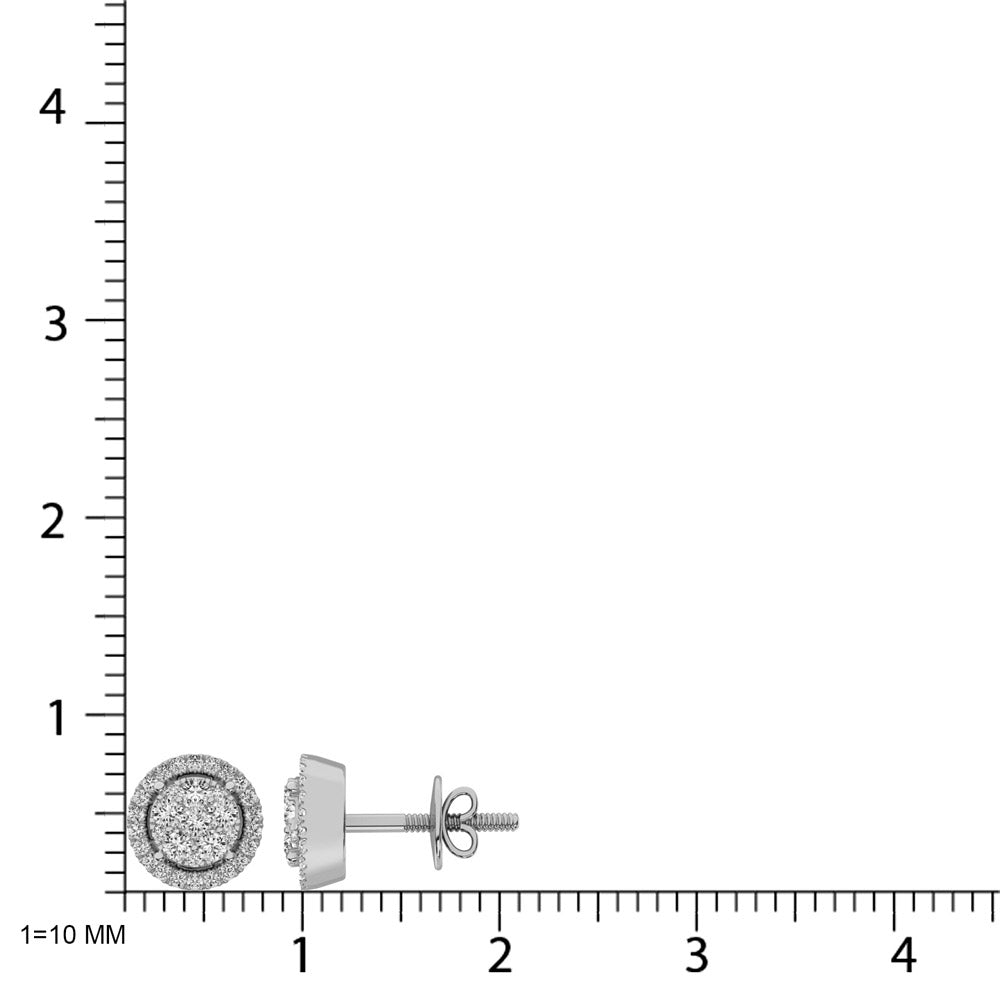 14K White Gold 1/2 Ct.Tw. Diamond Flower Stud Earrings  Picasso Gold & Diamond Jewelry