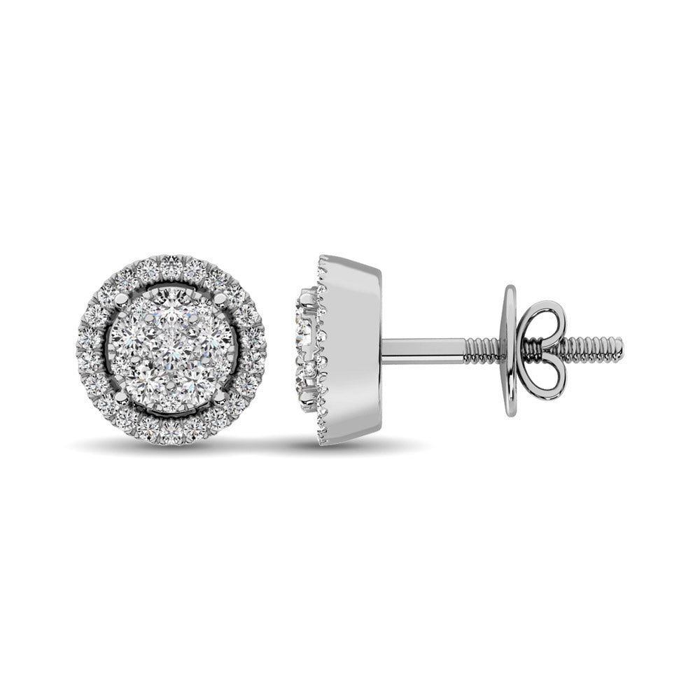14K White Gold 1 Ct.Tw. Diamond Flower Stud Earrings  Picasso Gold & Diamond Jewelry