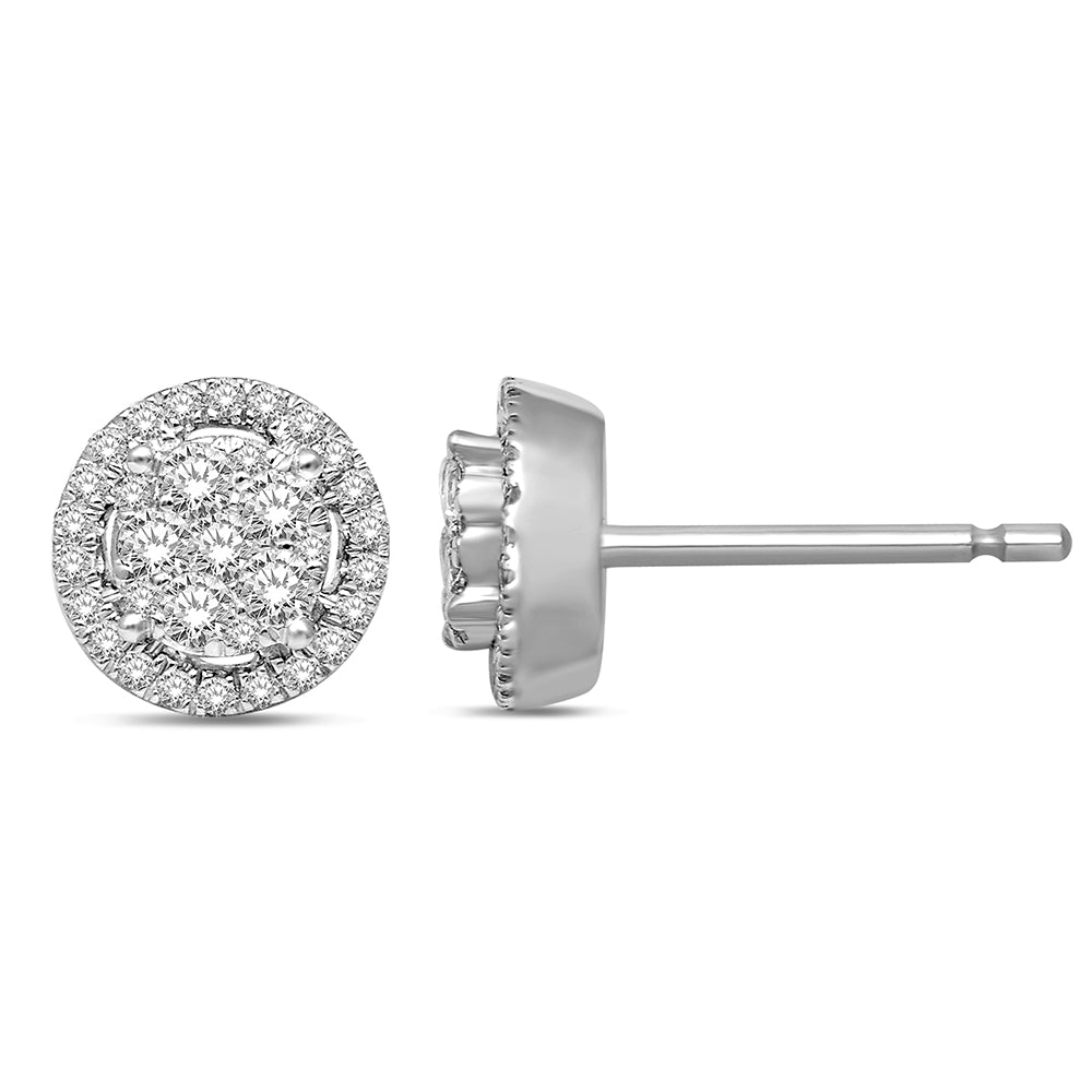 14K White Gold 1/3 Ct.Tw. Diamond Flower Stud Earrings  Picasso Gold & Diamond Jewelry