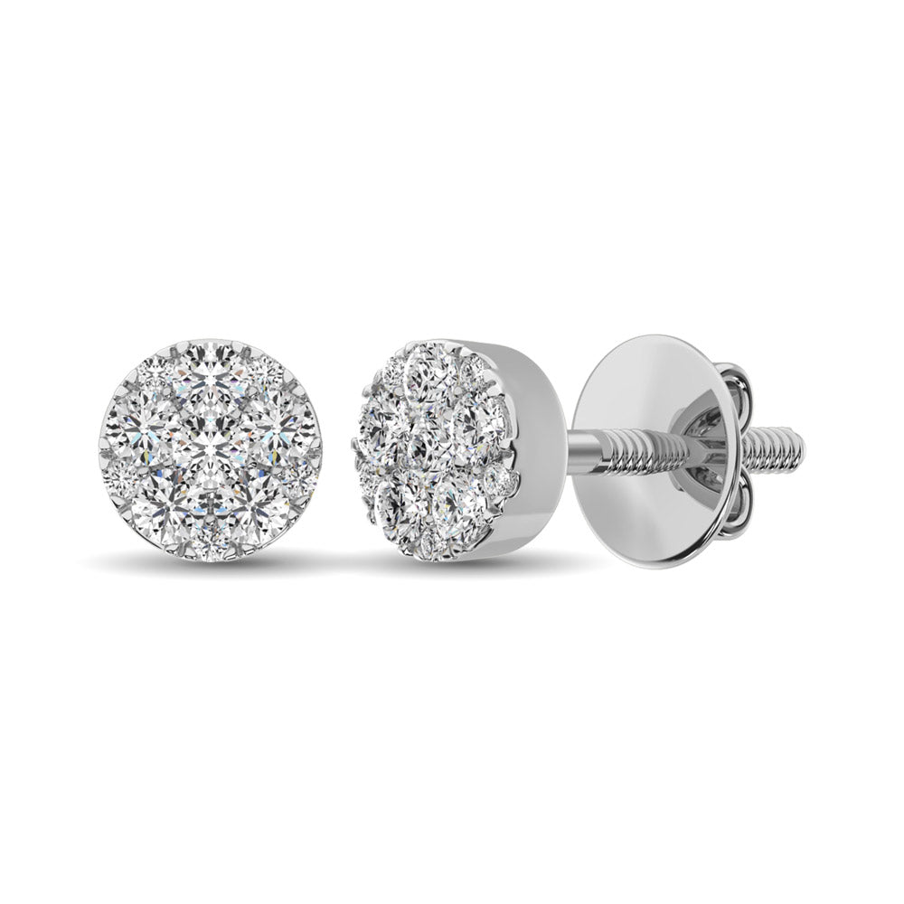14K White Gold 3/4 Ct.Tw. Diamond Flower Stud Earrings  Picasso Gold & Diamond Jewelry