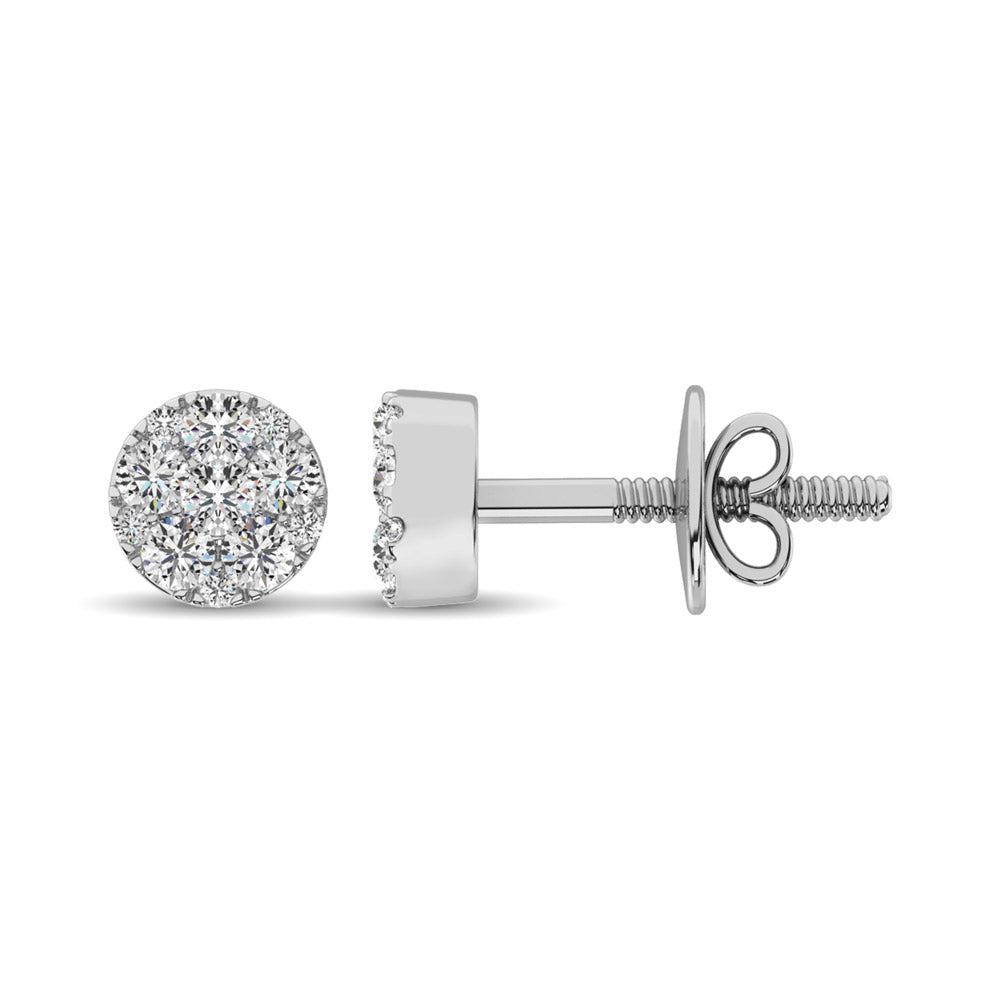 14K White Gold 3/4 Ct.Tw. Diamond Flower Stud Earrings  Picasso Gold & Diamond Jewelry