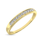 14K Yellow Gold 1/10 ct. Diamond Ladies Machine Band, top view of the diamonds
