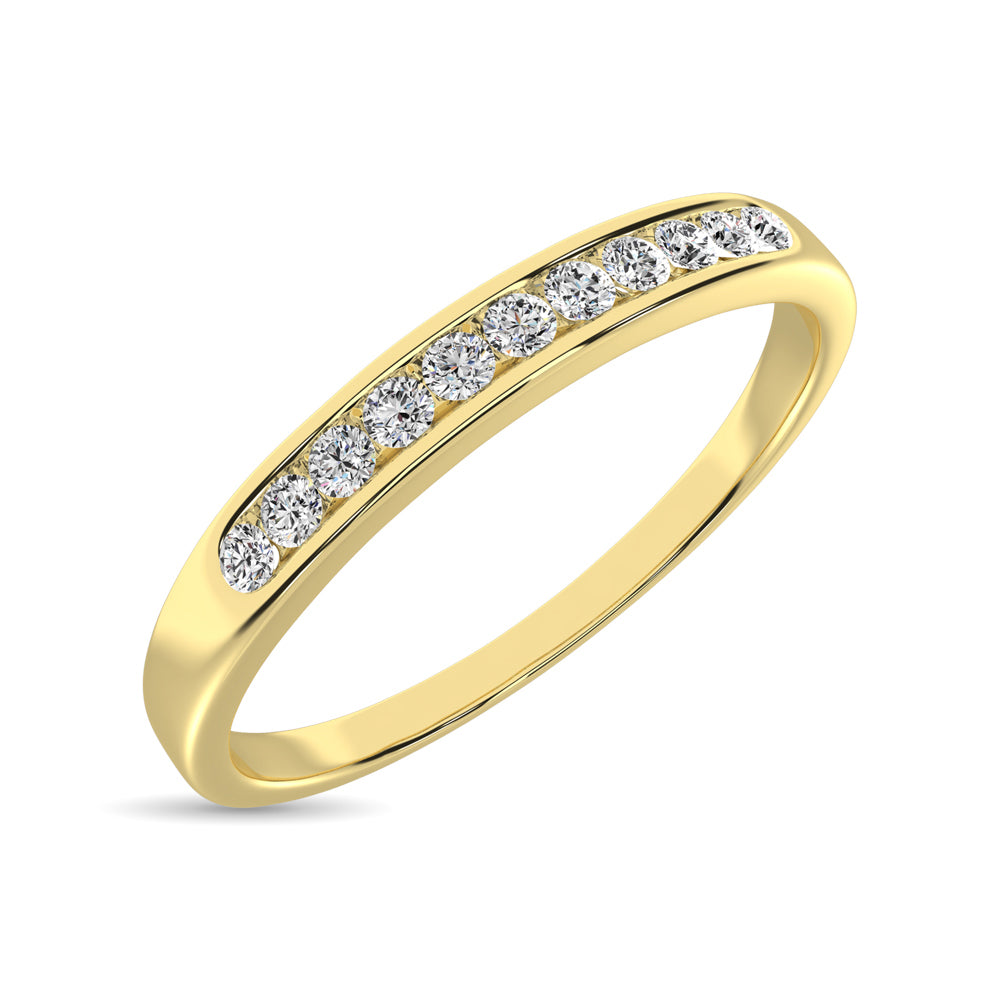 14K Yellow Gold 1/10 ct. Diamond Ladies Machine Band, top view of the diamonds