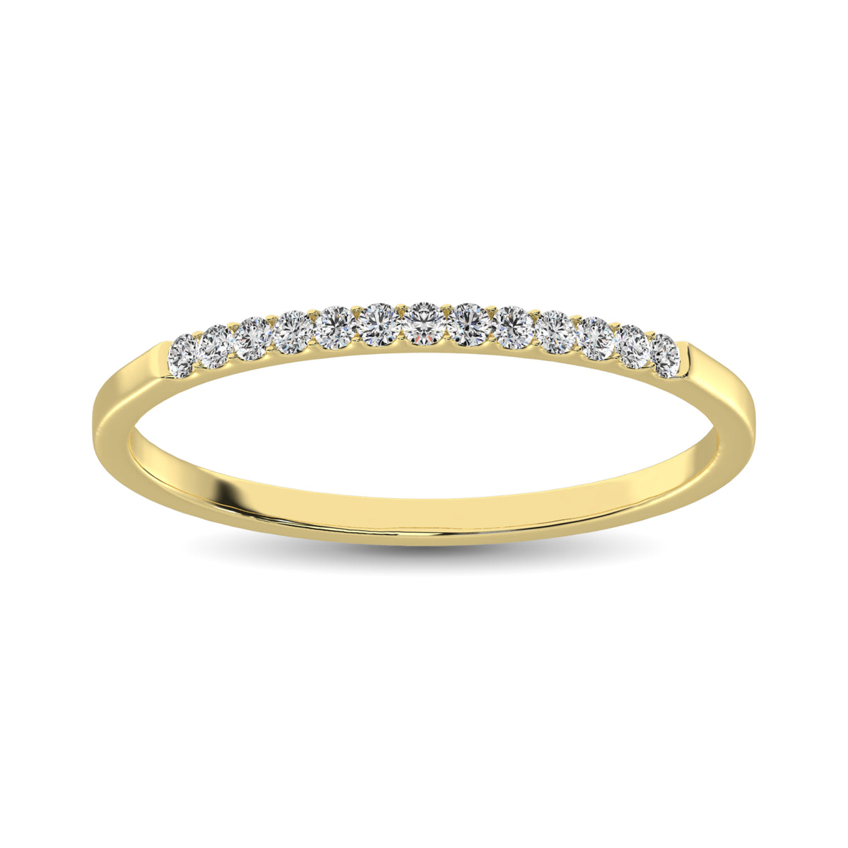 14K Yellow Gold 1/6 ct. tw. Diamond Ladies Machine Band, side profile view showing the band