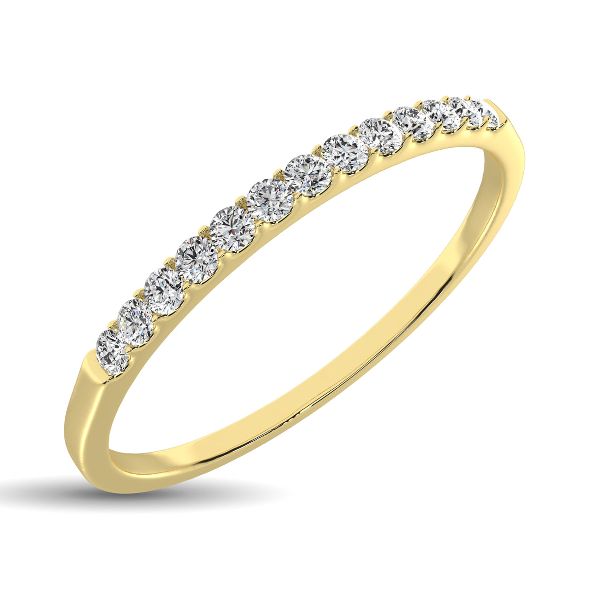 14K Yellow Gold 1/6 ct. tw. Diamond Ladies Machine Band, top view of the diamonds