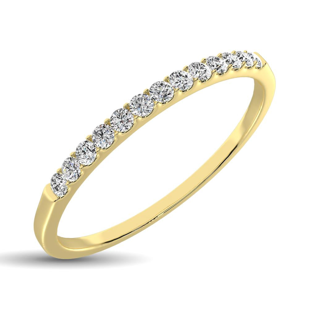 14K Yellow Gold 1/6 ct. tw. Diamond Ladies Machine Band, angled view