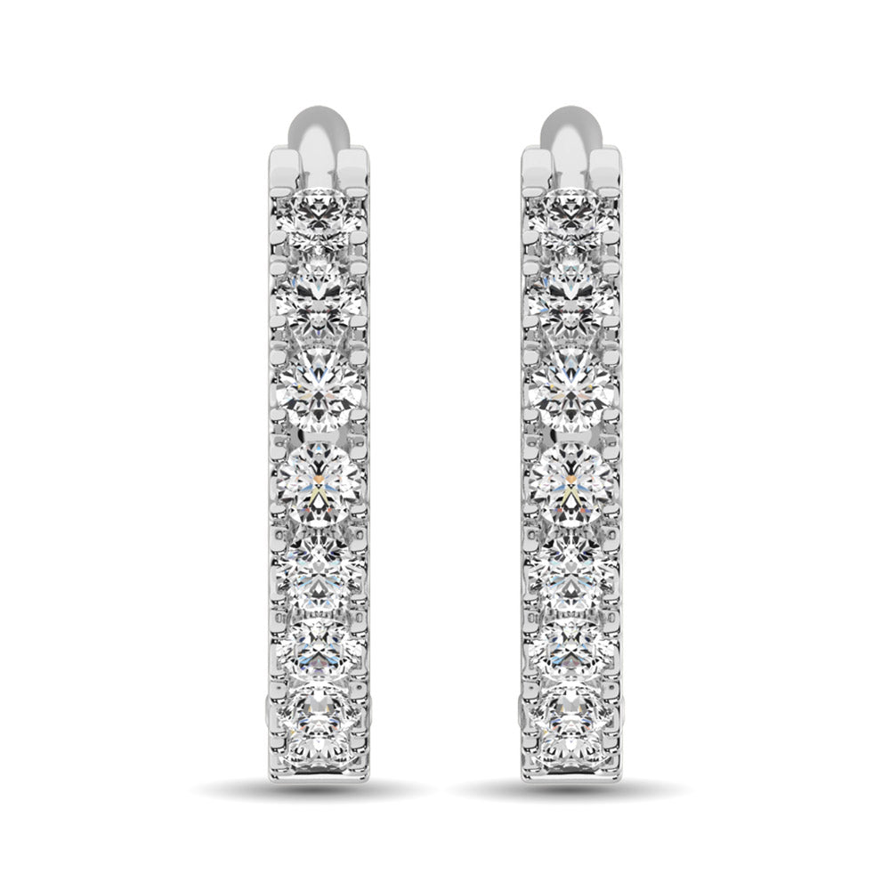 10K White Gold 1/10 Ct.Tw. Diamond Hoop Earrings  Picasso Gold & Diamond Jewelry