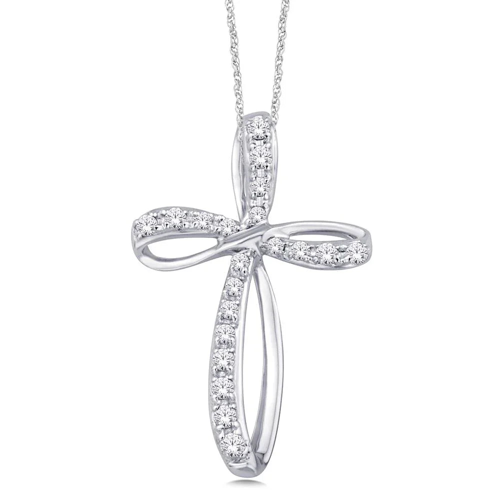 10K White Gold 1/5 Ct.Tw. Diamond Cross Pendant  Picasso Gold & Diamond Jewelry