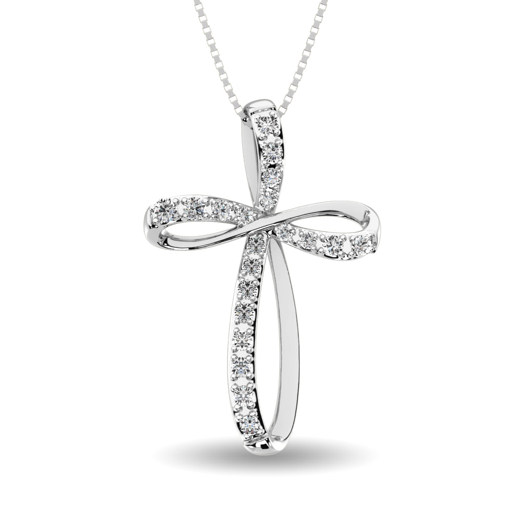 10K White Gold 1/5 Ct.Tw. Diamond Cross Pendant  Picasso Gold & Diamond Jewelry