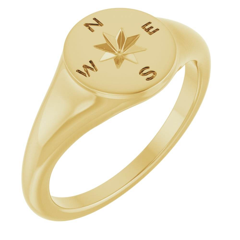 14K Gold Compass Signet Ring - Picasso Gold & Diamond Jewelry