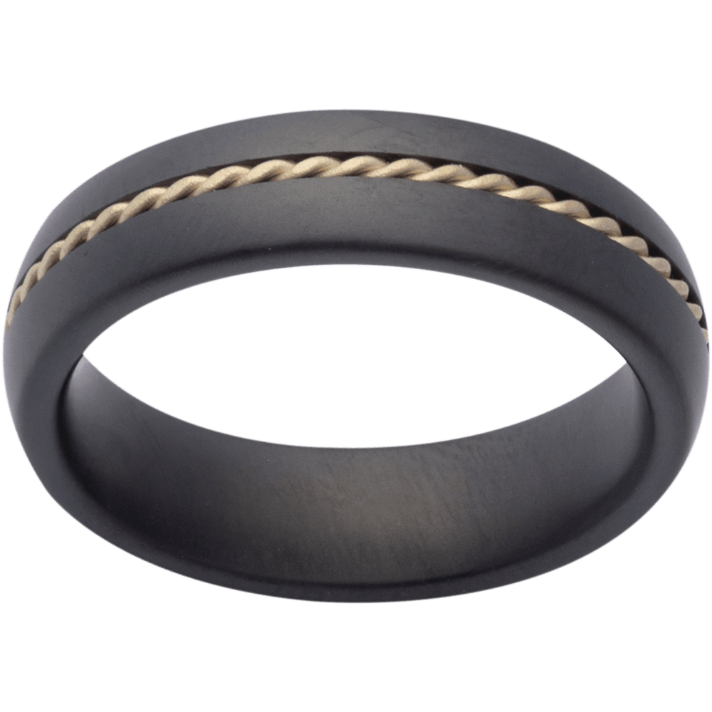 Black ring with gold inlay on a white background | Picasso Gold & Diamond Jewelry