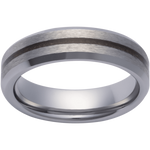 Picasso Gold & Diamond Jewelry | 6mm tungsten men's wedding band with crushed red dino inlay and beveled edge comfort fit design. 