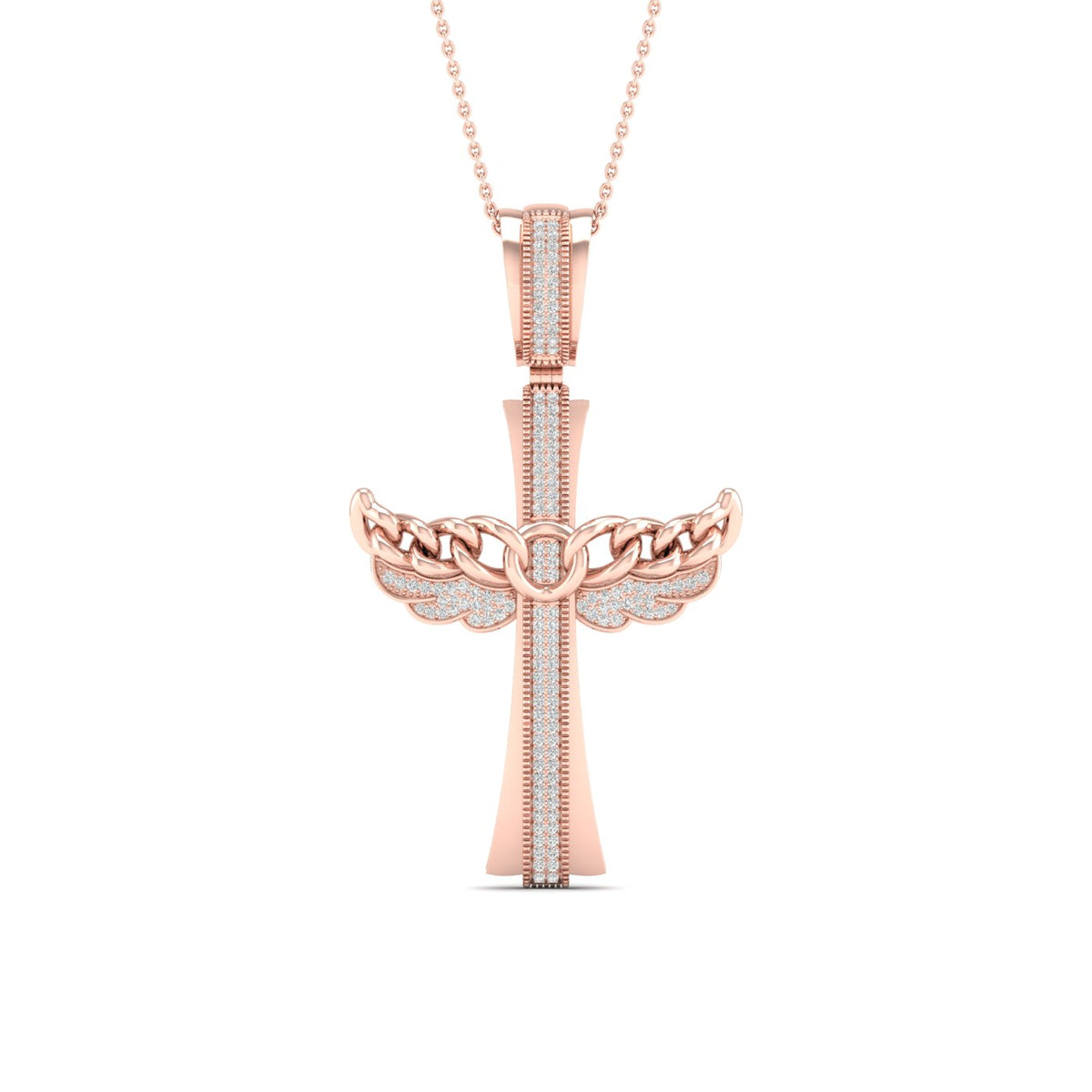 10K 0.43CT Diamond Angel Cross Pendant - Picasso Gold & Diamond Jewelry