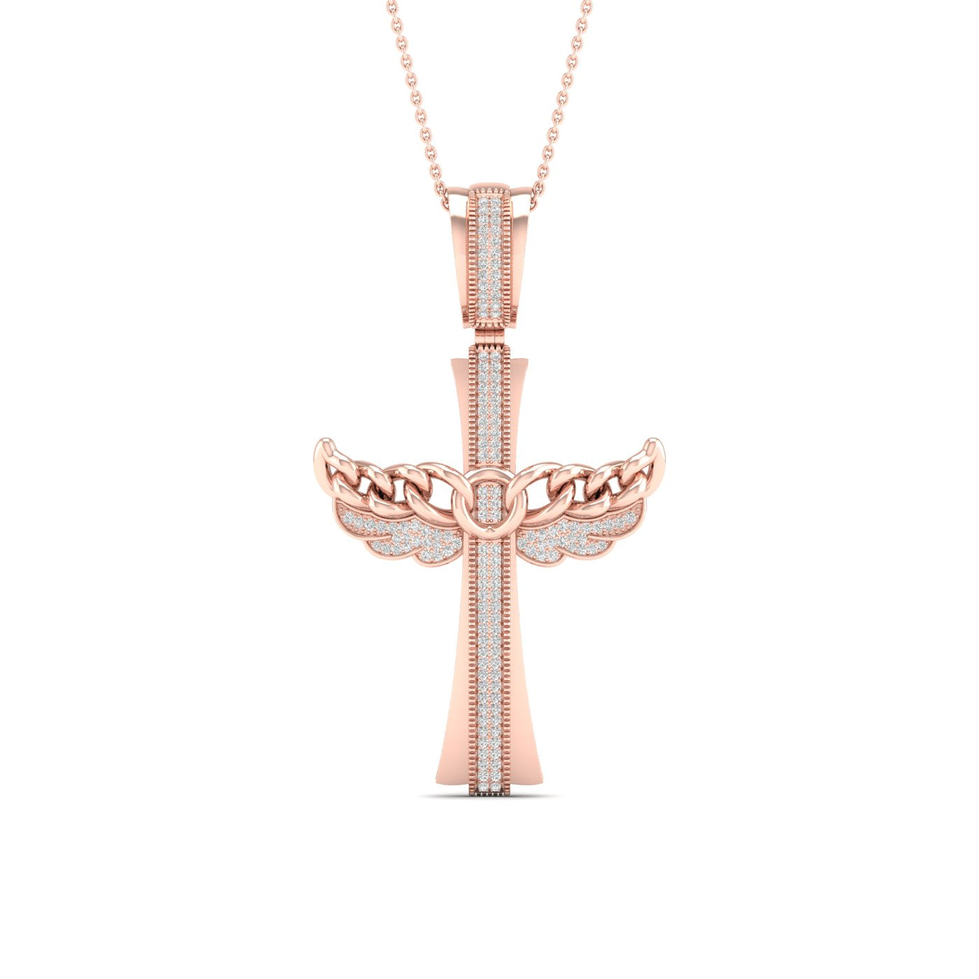 10K 0.43CT Diamond Angel Cross Pendant - Picasso Gold & Diamond Jewelry