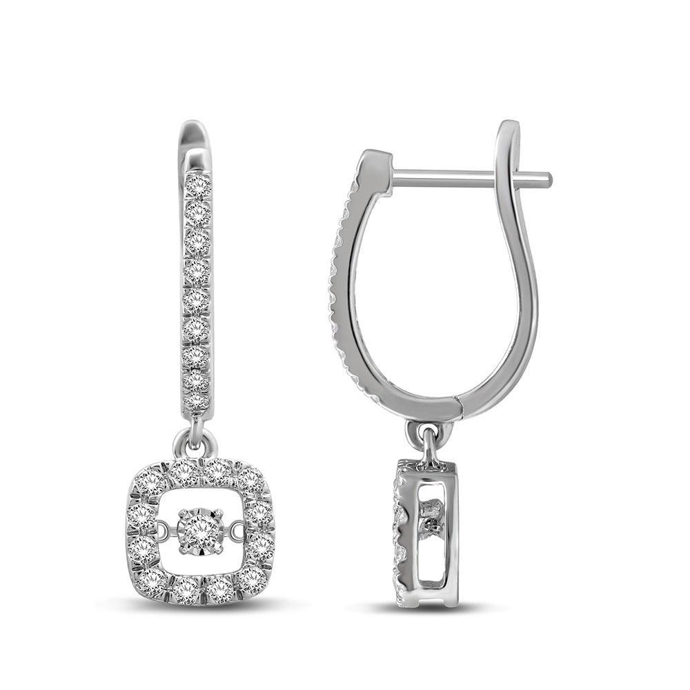 14K White Gold 5/8 Ct.Tw. Moving Diamond Danglers Earrings  Picasso Gold & Diamond Jewelry