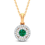 14K 0.14ct Diamond Emerald Pendant - Picasso Gold & Diamond Jewelry