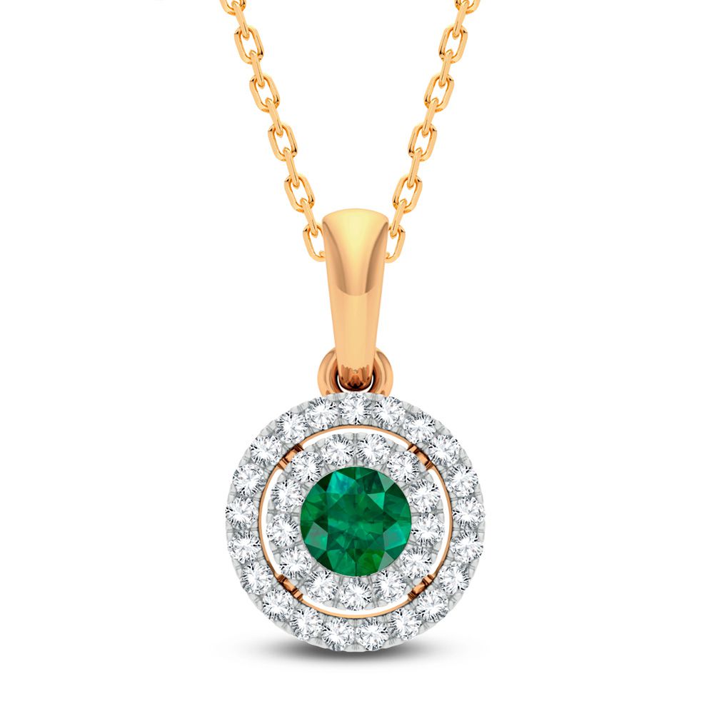 14K 0.14ct Diamond Emerald Pendant - Picasso Gold & Diamond Jewelry
